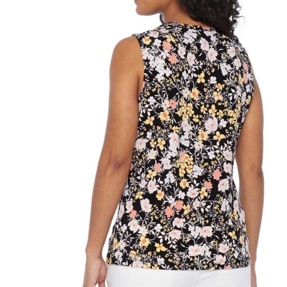 Liz Claiborne Career Petite PL blouse top  Floral - Picture 2 of 6